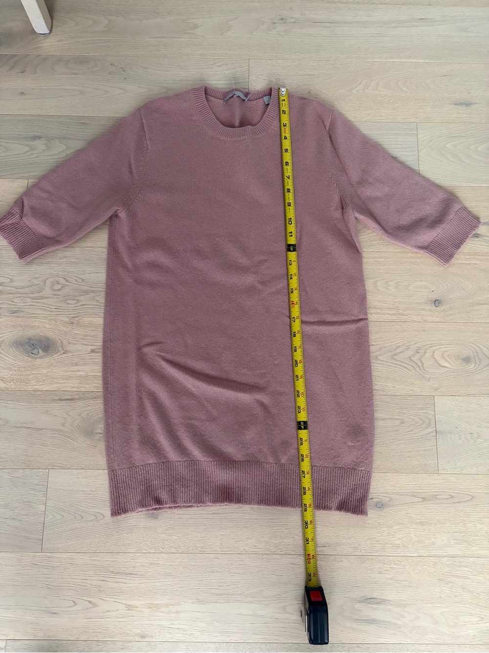 Vince Dusty Pink 100% Cachmere Crewneck elbow sleeve sweater